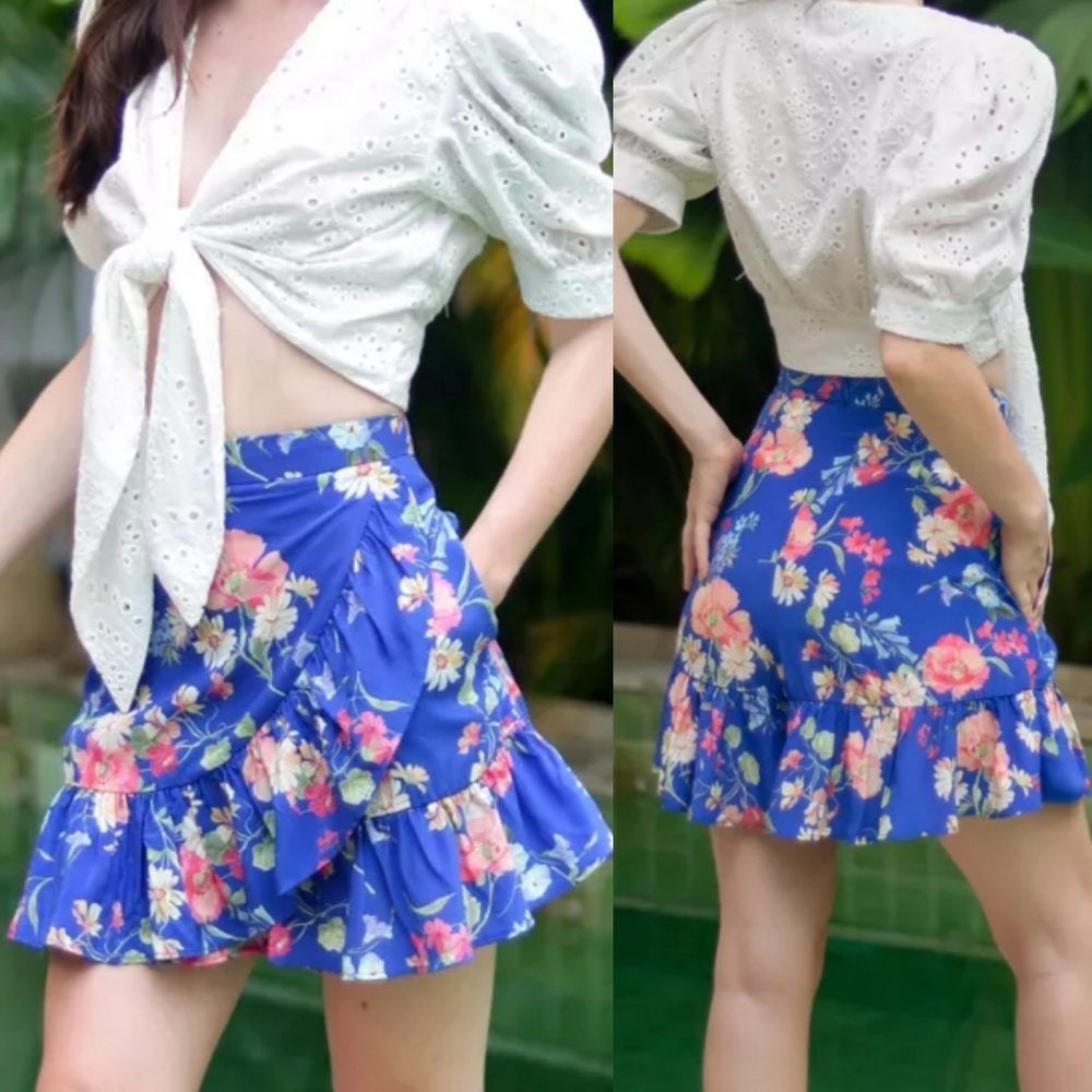Yumi Kim | Gigi Blue Floral Skort Skirt NWT